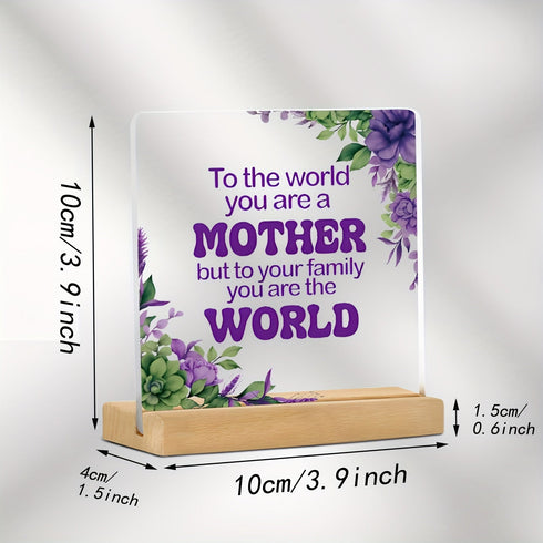 2D Flat Acrylic Sign with Wooden Stand For Mother